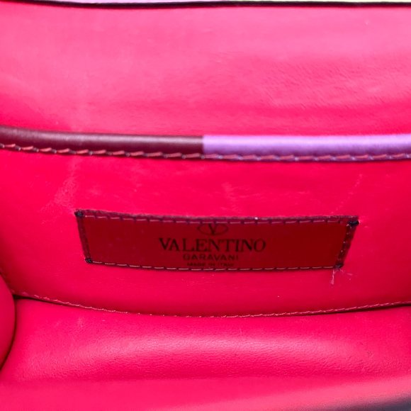 VALENTINO 1973 Rainbow Mini Lock Bag Rockstud Stripe Chevron Crossbody - Picture 15 of 16